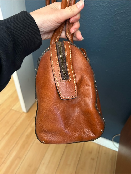 Patricia Nash Hand-Tooled Floral Satchel in Cognac